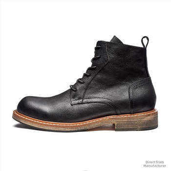 Δερμάτινα μποτάκια σε Κορεάτικο στυλ με μεσαίο ύψος και φαρδιά σόλα, επάνω από microfiber δέρμα, εσωτερικό και πάτος microfiber, ανδρικά