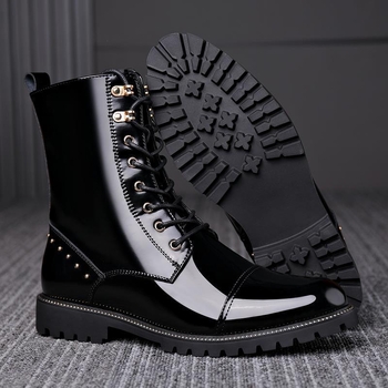 Martin μποτάκια για άνδρες, επάνω μέρος από δέρμα δευτέρου στρώματος, εσωτερική αύξηση ύψους, μεσαίο μήκος shaft, σόλα από καουτσούκ