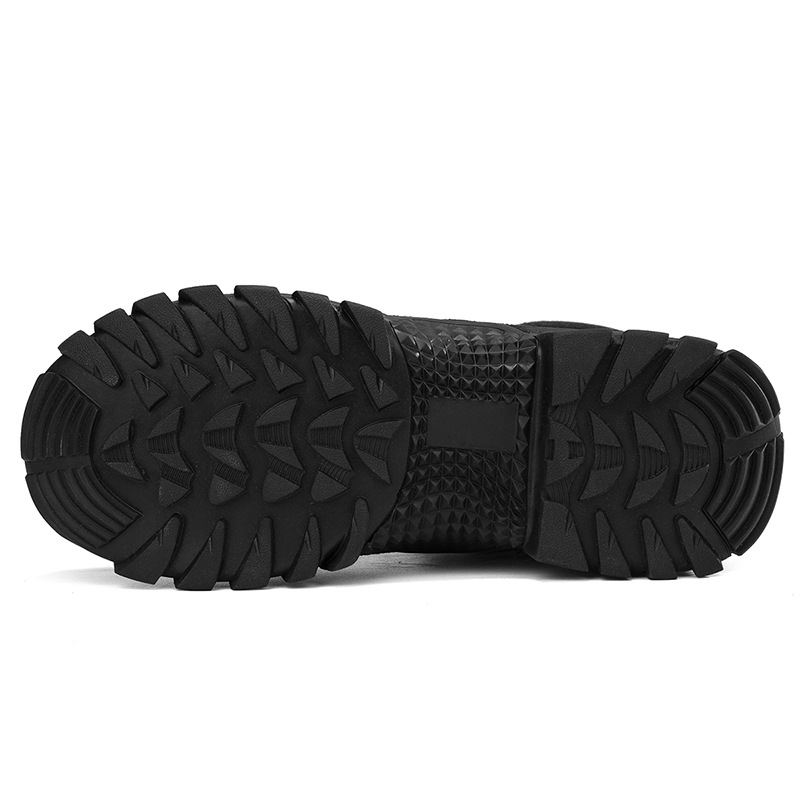 Μποτάκια στρατιωτικού τύπου με υψηλό άνω μέρος για εξωτερικούς χώρους – πάνω μέρος από σουέτ δέρμα αγελάδας, μοντέλο Y-303, Unisex ενήλικες, για πεζοπορία, ορειβασία, κατασκήνωση και τρέξιμο