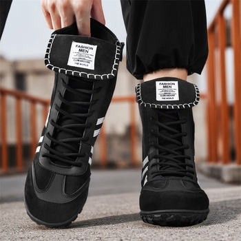 Μποτίνια Μάρτιν για άνδρες - PU επάνω, λεπτομέρειες σουέντ, υψηλό πάνω μέρος, παχιά σόλα