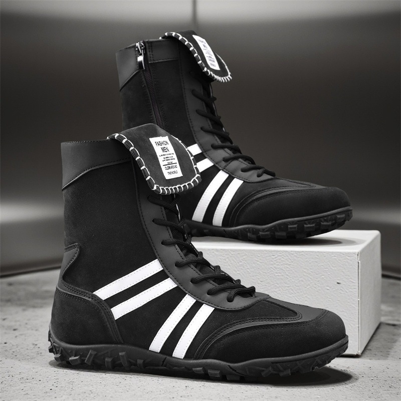 Μποτίνια Μάρτιν για άνδρες - PU επάνω, λεπτομέρειες σουέντ, υψηλό πάνω μέρος, παχιά σόλα