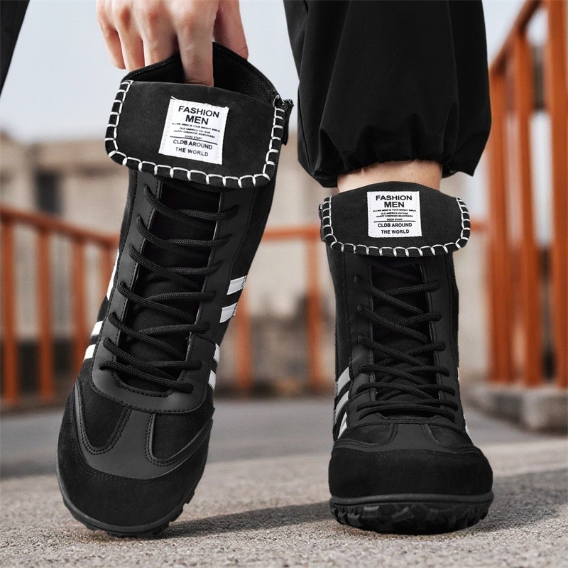 Μποτίνια Μάρτιν για άνδρες - PU επάνω, λεπτομέρειες σουέντ, υψηλό πάνω μέρος, παχιά σόλα