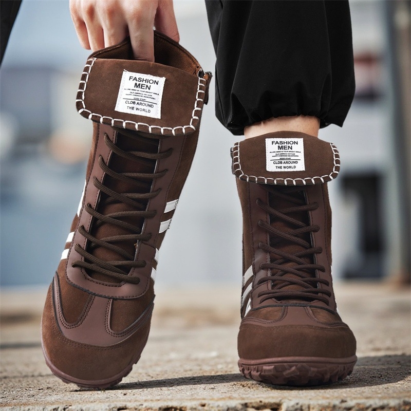 Μποτίνια Μάρτιν για άνδρες - PU επάνω, λεπτομέρειες σουέντ, υψηλό πάνω μέρος, παχιά σόλα