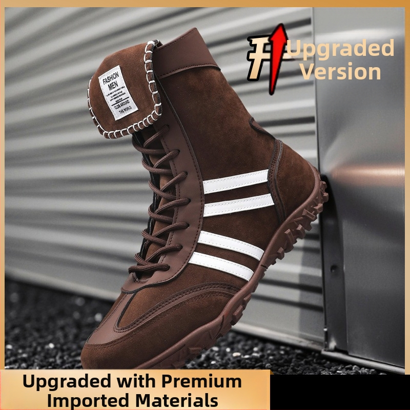 Μποτίνια Μάρτιν για άνδρες - PU επάνω, λεπτομέρειες σουέντ, υψηλό πάνω μέρος, παχιά σόλα