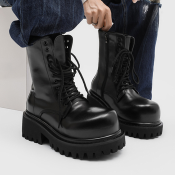 Vīriešu Martins zābaki, apaļš purns, gumijas zole, augšdaļa un iekšpuse: Super Migration, ikdienas stila 23394-K