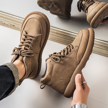 Vīriešu potīšu zābaki ar ādas augšdaļu, priekšējā šņorēšana, sieta odere, PVC zole, apaļš purngals