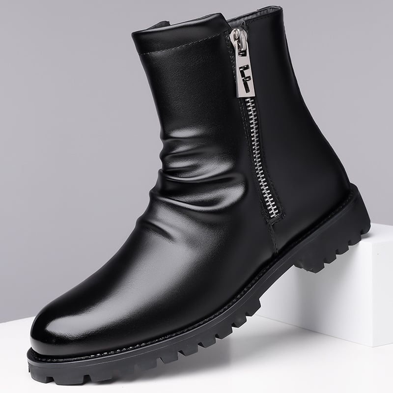 Martin μποτάκια με στρογγυλή μύτη, Chelsea στυλ, PU επάνω μέρος, PU εσωτερική επένδυση, καουτσούκ σόλα, πλαϊνό φερμουάρ