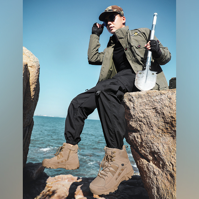 Υψηλά τακτικά μποτάκια πεζοπορίας, Space Leather, ανδρικά, κατάλληλα για τρέξιμο, πεζοπορία και κατασκήνωση