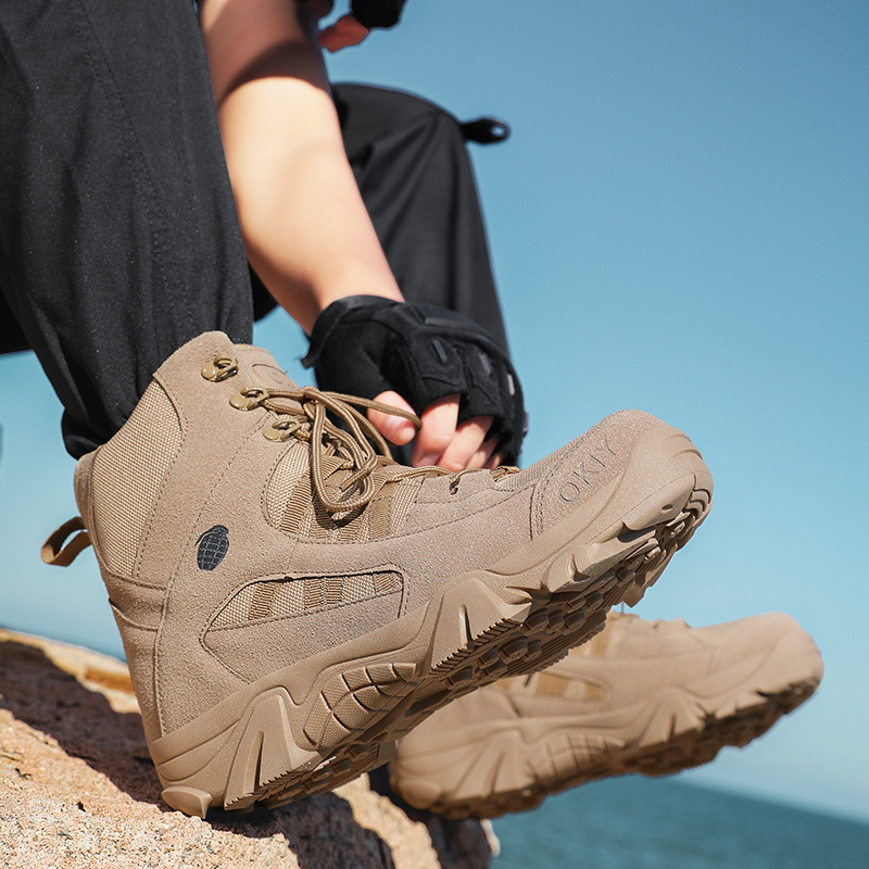 Υψηλά τακτικά μποτάκια πεζοπορίας, Space Leather, ανδρικά, κατάλληλα για τρέξιμο, πεζοπορία και κατασκήνωση