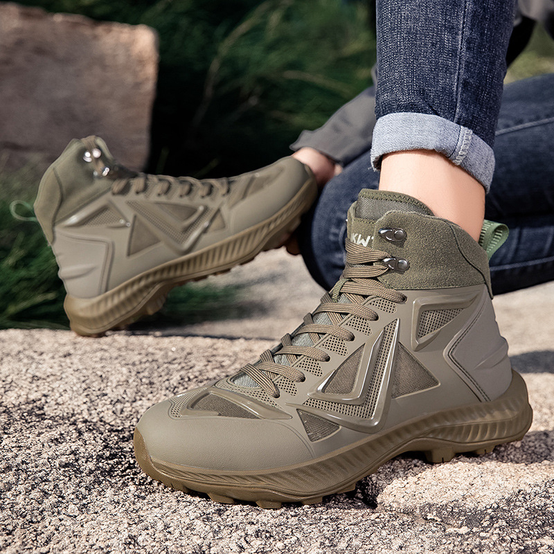 Lauko žygio batai, neslidus gumos padą, aukštas viršūnės TPU+tinklas, cementuota pada, priekinis raištelis