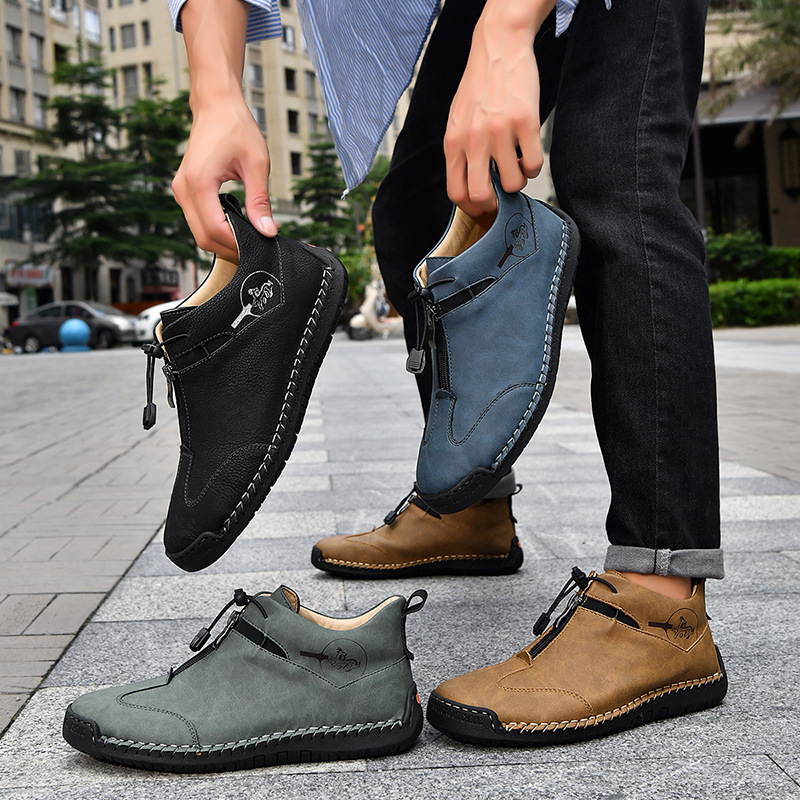 Martin batai – rankomis siūti, kvėpuojanti mikropluošto viršutinė dalis, gumos padas, kasdieniam stiliui, vidutinio aukščio