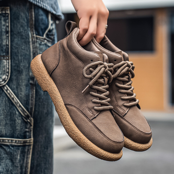 Μποτίνια Μαρτίν για άνδρες – ρετρό μεσαίο ύψος, φθινοπωρινά, αδιάβροχα, αντιολισθητικά, PU επάνω μέρος