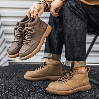 Μποτίνια Μαρτίν για άνδρες – ρετρό μεσαίο ύψος, φθινοπωρινά, αδιάβροχα, αντιολισθητικά, PU επάνω μέρος