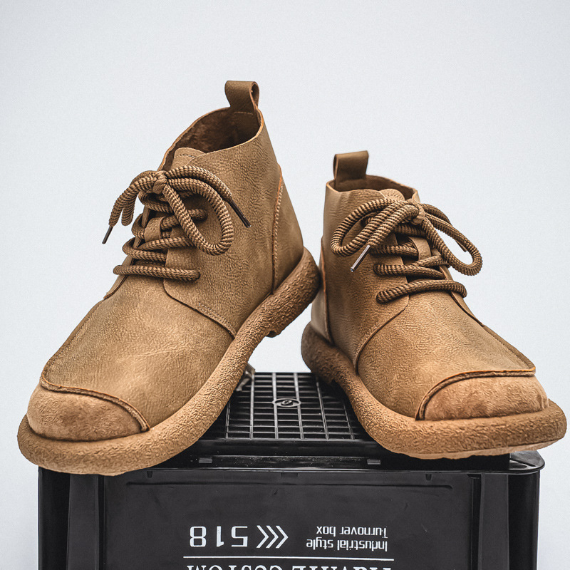 Vīriešu Martin zābaki, vidējā augstuma kāta augšdaļa, apaļa purns, PU augšdaļa, gumijas zole