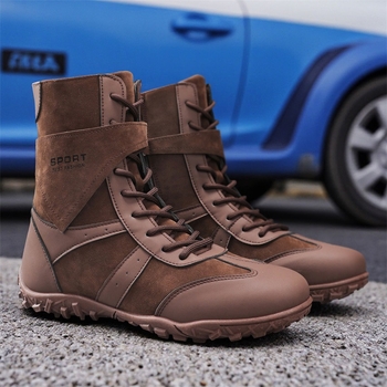 Μποτάκια εργασίας Martin με PU επάνω μέρος, σόλα από καουτσούκ-πλαστικό, μεσαίο ύψος γάμπας, στρογγυλή μύτη, στυλ Martin