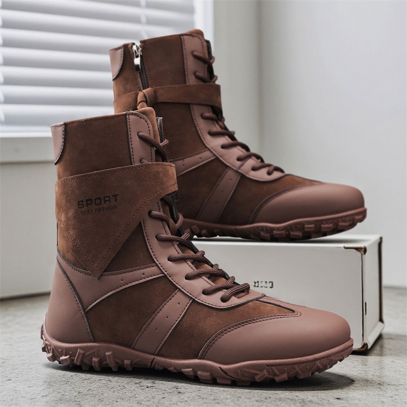 Μποτάκια εργασίας Martin με PU επάνω μέρος, σόλα από καουτσούκ-πλαστικό, μεσαίο ύψος γάμπας, στρογγυλή μύτη, στυλ Martin