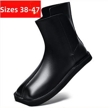 Ανδρικά μποτάκια Chelsea για φθινόπωρο/χειμώνα, PU επάνω μέρος, στρογγυλή μύτη, αντιολισθητική σόλα, συγκολλημένη σόλα, στυλ Martin, pull-on, μέγεθος 47