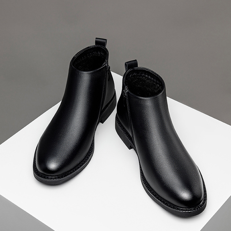 Μαρτίν μποτάκια από μικροϊνα δέρμα για χειμώνα, επένδυση με γούνα, πλαϊνό φερμουάρ, χαμηλό ύψος, αιχμηρό δάχτυλο, PU πάτος