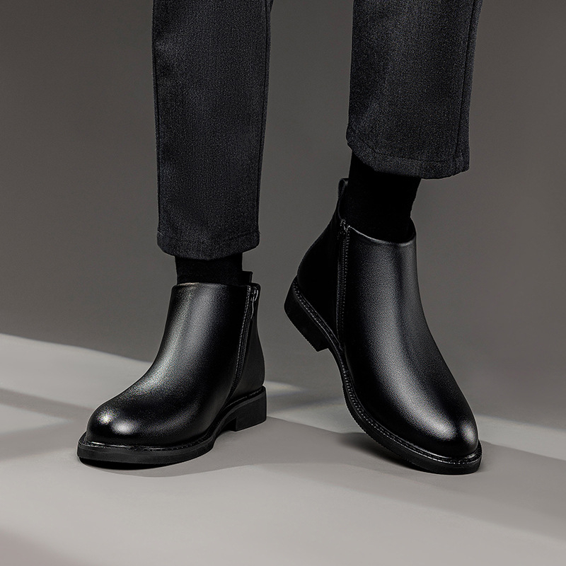 Μαρτίν μποτάκια από μικροϊνα δέρμα για χειμώνα, επένδυση με γούνα, πλαϊνό φερμουάρ, χαμηλό ύψος, αιχμηρό δάχτυλο, PU πάτος