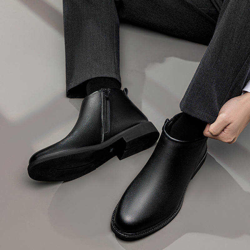 Μαρτίν μποτάκια από μικροϊνα δέρμα για χειμώνα, επένδυση με γούνα, πλαϊνό φερμουάρ, χαμηλό ύψος, αιχμηρό δάχτυλο, PU πάτος