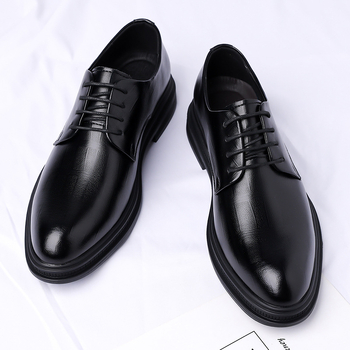 Ανδρικά επίσημα δερμάτινα παπούτσια – αύξηση ύψους, επάνω μέρος από μικροϊνές δέρματος, σόλα από καουτσούκ, μυτερός δάκτυλος