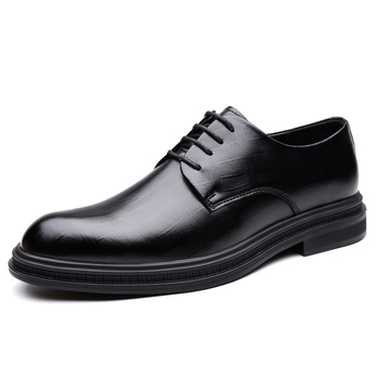 Ανδρικά επίσημα δερμάτινα παπούτσια – αύξηση ύψους, επάνω μέρος από μικροϊνές δέρματος, σόλα από καουτσούκ, μυτερός δάκτυλος