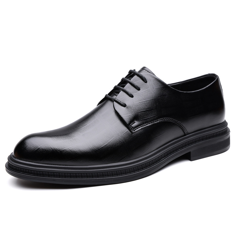 Ανδρικά επίσημα δερμάτινα παπούτσια – αύξηση ύψους, επάνω μέρος από μικροϊνές δέρματος, σόλα από καουτσούκ, μυτερός δάκτυλος