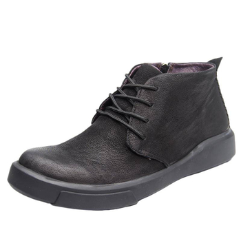 Ziemas vīriešu kurpes no īstas ādas ar mākslīgu īsu pūka oderi, gumijas zole, augsts potītes stils Chelsea