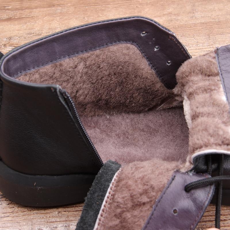 Ziemas vīriešu kurpes no īstas ādas ar mākslīgu īsu pūka oderi, gumijas zole, augsts potītes stils Chelsea
