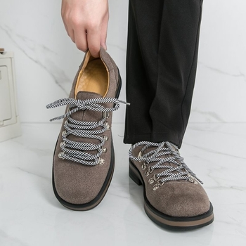 Ανδρικά Δερμάτινα Derby Παπούτσια από Συνθετικό Δέρμα - Στρογγυλή μύτη, Monk Strap (Κορεατικό Στυλ), Καουτσούκ σόλα, Αύξηση Ύψους