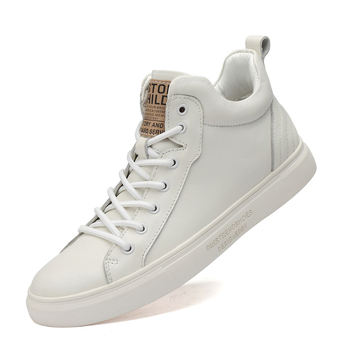 Ανδρικά υψηλά casual sneakers (Γνήσιο δέρμα στην επάνω επιφάνεια, φλις επένδυση για ζεστασιά, καουτσούκ σόλα, κορδόνια)