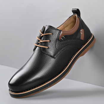 Ανδρικά Παπούτσια από Δέρμα Top Grain για Business Casual, Διαπνοή, Αντιολίσθηση, Απορρόφηση Κραδασμών, Με Κορδόνια στο Μπροστά