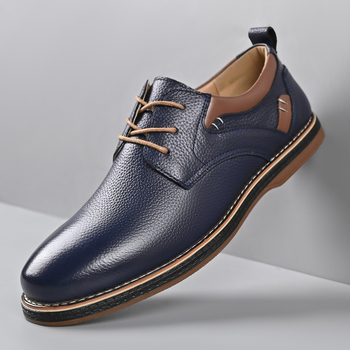 Ανδρικά Παπούτσια από Δέρμα Top Grain για Business Casual, Διαπνοή, Αντιολίσθηση, Απορρόφηση Κραδασμών, Με Κορδόνια στο Μπροστά