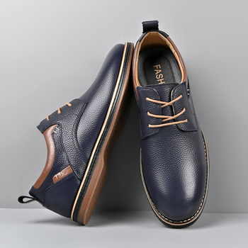 Ανδρικά Παπούτσια από Δέρμα Top Grain για Business Casual, Διαπνοή, Αντιολίσθηση, Απορρόφηση Κραδασμών, Με Κορδόνια στο Μπροστά