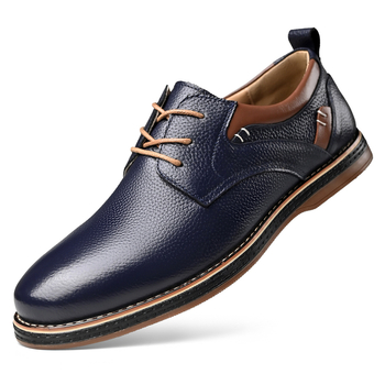 Ανδρικά Παπούτσια από Δέρμα Top Grain για Business Casual, Διαπνοή, Αντιολίσθηση, Απορρόφηση Κραδασμών, Με Κορδόνια στο Μπροστά