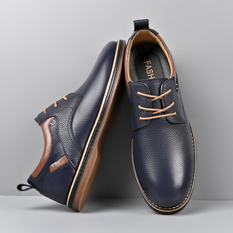 Ανδρικά Παπούτσια από Δέρμα Top Grain για Business Casual, Διαπνοή, Αντιολίσθηση, Απορρόφηση Κραδασμών, Με Κορδόνια στο Μπροστά