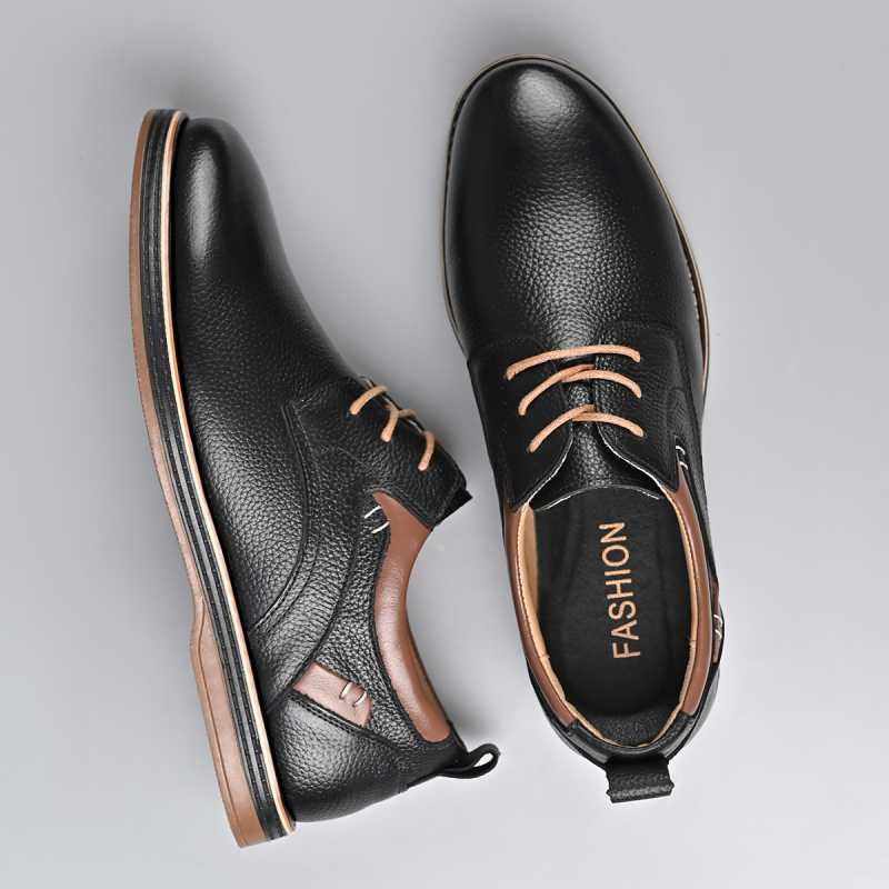 Ανδρικά Παπούτσια από Δέρμα Top Grain για Business Casual, Διαπνοή, Αντιολίσθηση, Απορρόφηση Κραδασμών, Με Κορδόνια στο Μπροστά