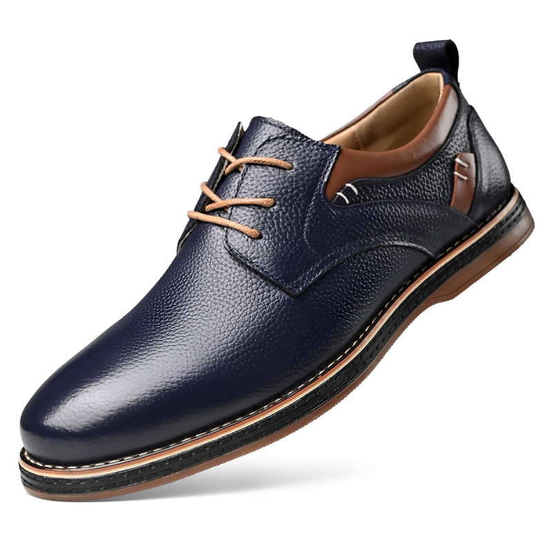 Ανδρικά Παπούτσια από Δέρμα Top Grain για Business Casual, Διαπνοή, Αντιολίσθηση, Απορρόφηση Κραδασμών, Με Κορδόνια στο Μπροστά