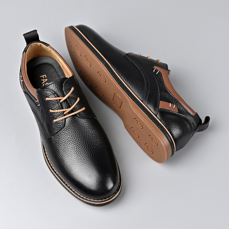 Ανδρικά Παπούτσια από Δέρμα Top Grain για Business Casual, Διαπνοή, Αντιολίσθηση, Απορρόφηση Κραδασμών, Με Κορδόνια στο Μπροστά