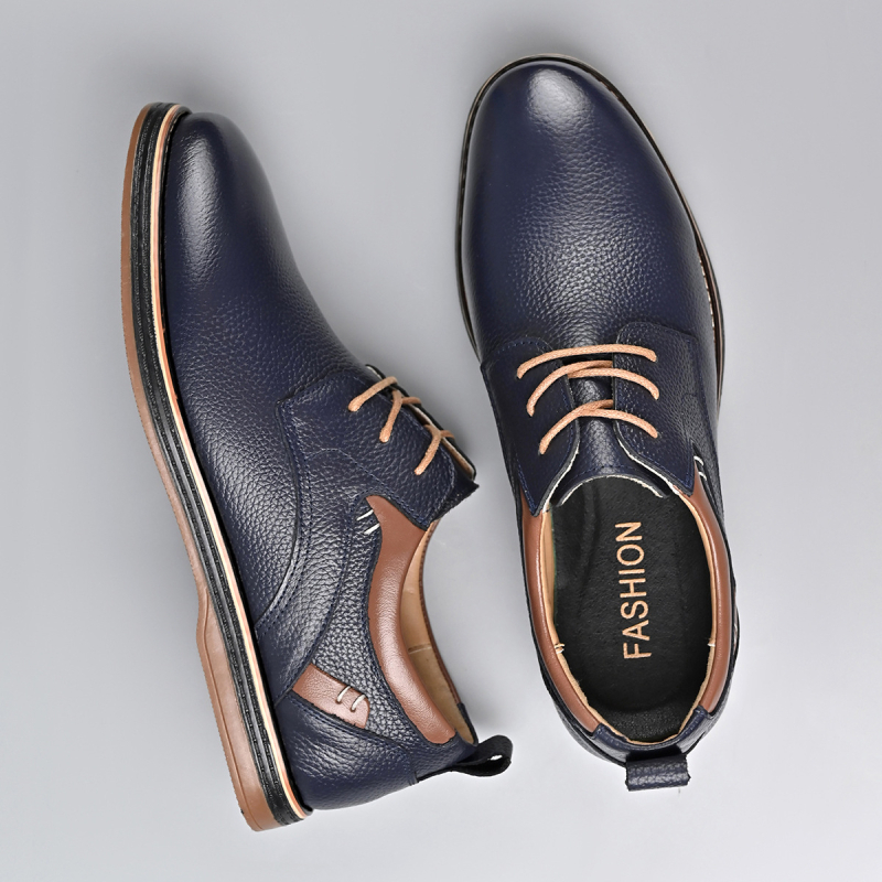 Ανδρικά Παπούτσια από Δέρμα Top Grain για Business Casual, Διαπνοή, Αντιολίσθηση, Απορρόφηση Κραδασμών, Με Κορδόνια στο Μπροστά