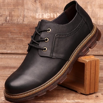 Ανδρικά casual δερμάτινα παπούτσια εξωτερικού, διαπνοή, ιαπωνικό στυλ, στρογγυλή μύτη (Άνω: κορυφαίο δέρμα βοδινού; Εσω: κορυφαίο δέρμα χοιρινού; Σόλα: TPR; Κατασκευή: Goodyear)