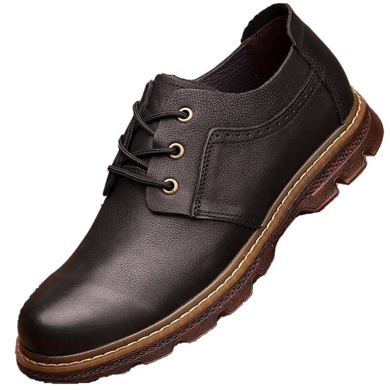 Ανδρικά casual δερμάτινα παπούτσια εξωτερικού, διαπνοή, ιαπωνικό στυλ, στρογγυλή μύτη (Άνω: κορυφαίο δέρμα βοδινού; Εσω: κορυφαίο δέρμα χοιρινού; Σόλα: TPR; Κατασκευή: Goodyear)