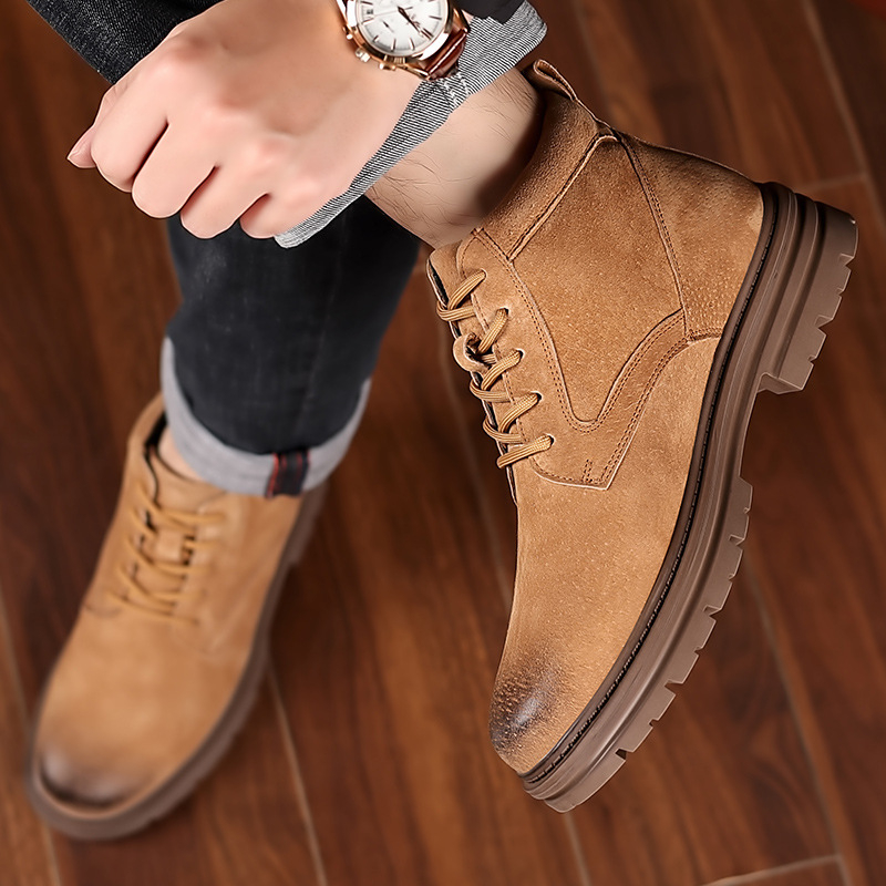 Ανδρικά δερμάτινα μποτάκια, ρετρό στυλ, κατάλληλα για το καλοκαίρι, νέοι 18–40 ετών