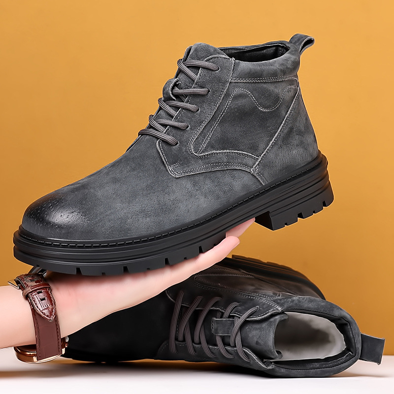 Ανδρικά δερμάτινα μποτάκια, ρετρό στυλ, κατάλληλα για το καλοκαίρι, νέοι 18–40 ετών