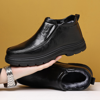 Χειμερινά Ανδρικά Παπούτσια από Δέρμα Μικροϊνών, με Εσωτερική Επένδυση Φλίς, Αντιολισθητικά, Υψηλό Ύψος, Καθημερινά