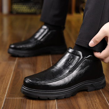 Χειμερινά Ανδρικά Παπούτσια από Δέρμα Μικροϊνών, με Εσωτερική Επένδυση Φλίς, Αντιολισθητικά, Υψηλό Ύψος, Καθημερινά