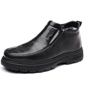 Χειμερινά Ανδρικά Παπούτσια από Δέρμα Μικροϊνών, με Εσωτερική Επένδυση Φλίς, Αντιολισθητικά, Υψηλό Ύψος, Καθημερινά