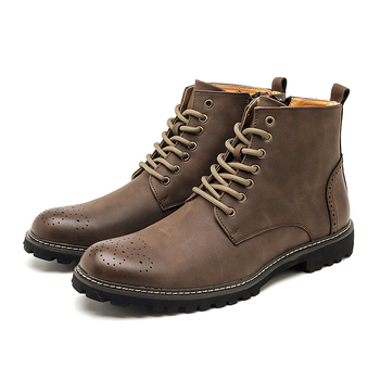 Ανδρικά μποτάκια Martin από PU με μυτερό δάχτυλο, πλαϊνό φερμουάρ, μεσαίο ύψος, PU επάνω μέρος και καουτσούκ σόλα