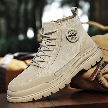 Vīriešu Martin zābaki - rudens, augsti, virsējā daļa no īstas ādas, gumijas zole, pretslīdēšana