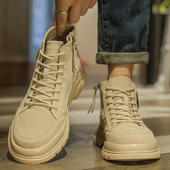 Vīriešu Martin zābaki - rudens, augsti, virsējā daļa no īstas ādas, gumijas zole, pretslīdēšana